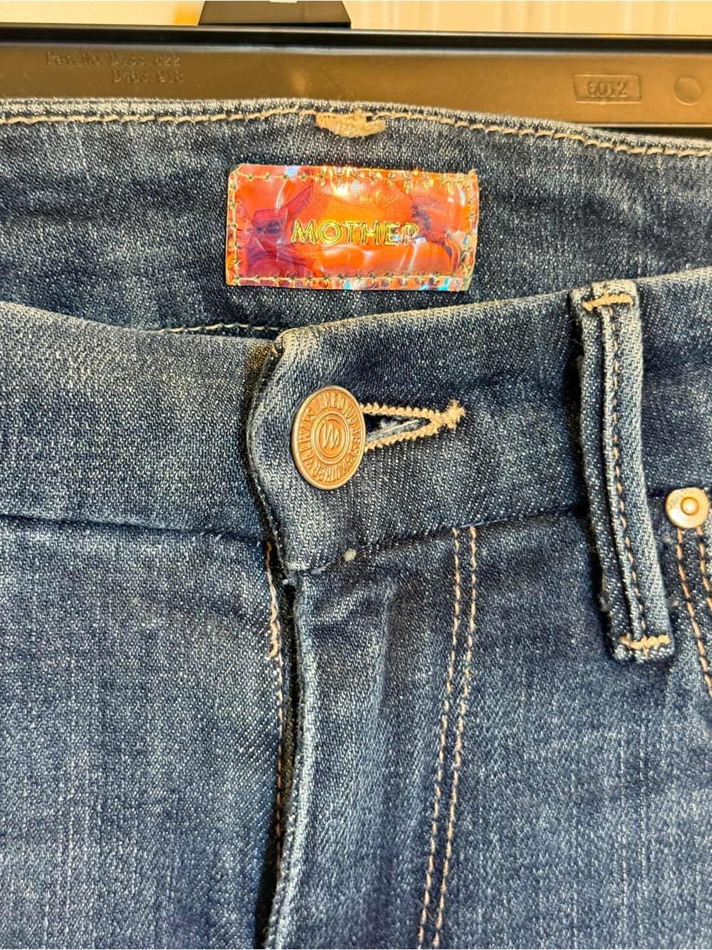 MOTHER Looker Ankle Fray Skinny Jeans in the color “Girl Crush” Dark Blue Wash - Picture 5 of 11